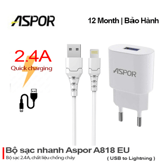 Bộ sạc điện thoại Lightning 2.4A A818