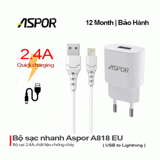 Bộ sạc điện thoại Lightning 2.4A A818