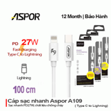 Dây sạc điện thoại Type C to Type C PD100W A108