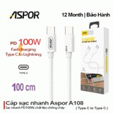 Dây sạc điện thoại Type C to Type C PD100W A108