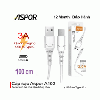 Dây sạc điện thoại Type C 3.0A A102 Trắng