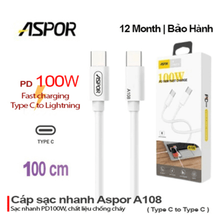 Dây sạc điện thoại Type C to Type C PD100W A108