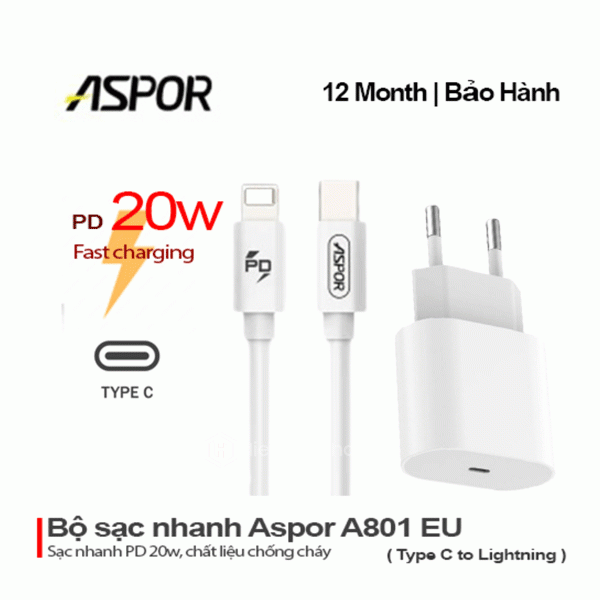 Củ sạc nhanh A801 20W Trắng