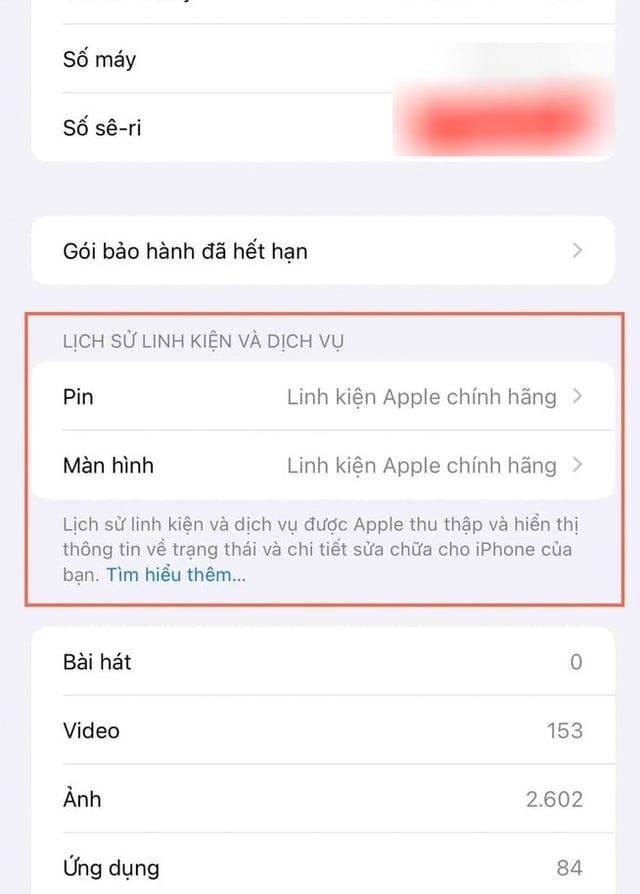 Thông báo thay thế linh kiện